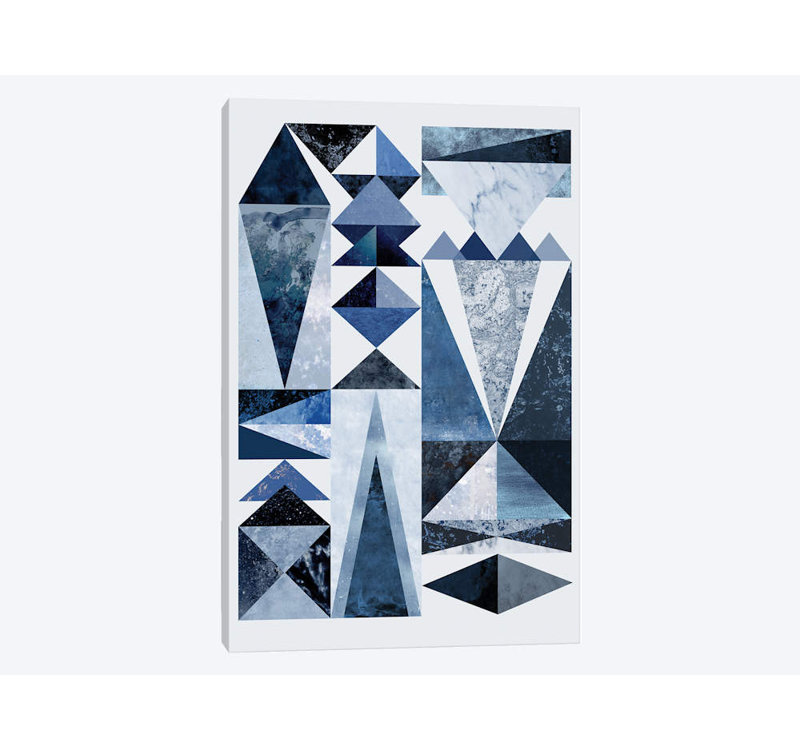 « blue shapes », reproduction d’impression sur toile tendue, H 26 po x l 18 po x P 1,5 po, Toile tendue, Pas de tapis