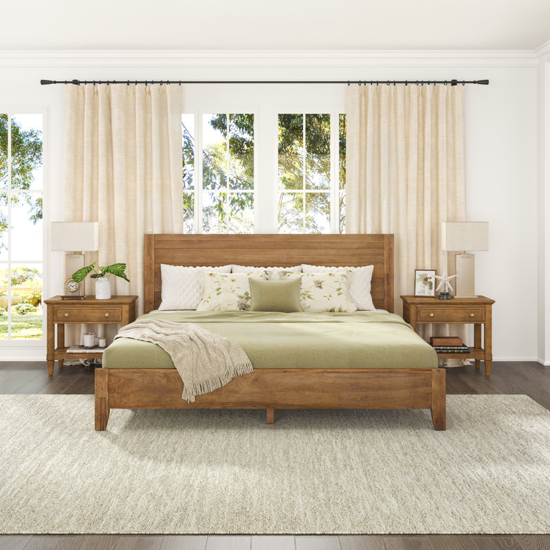 Dajon Solid Wood Platform Bed, King, Dark Wood