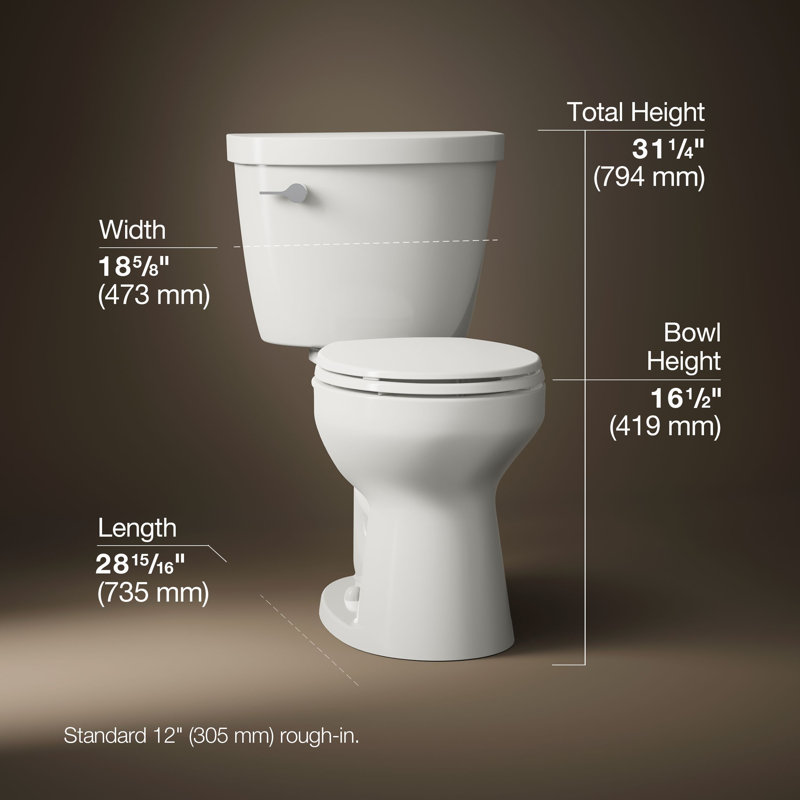 Cimarron® Two-Piece Round-Front Toilet, 1.6 GPF, Biscuit