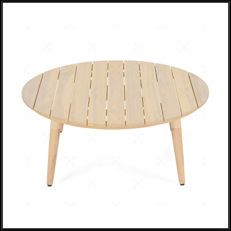 Table basse d'extérieur ronde en bois d'acacia