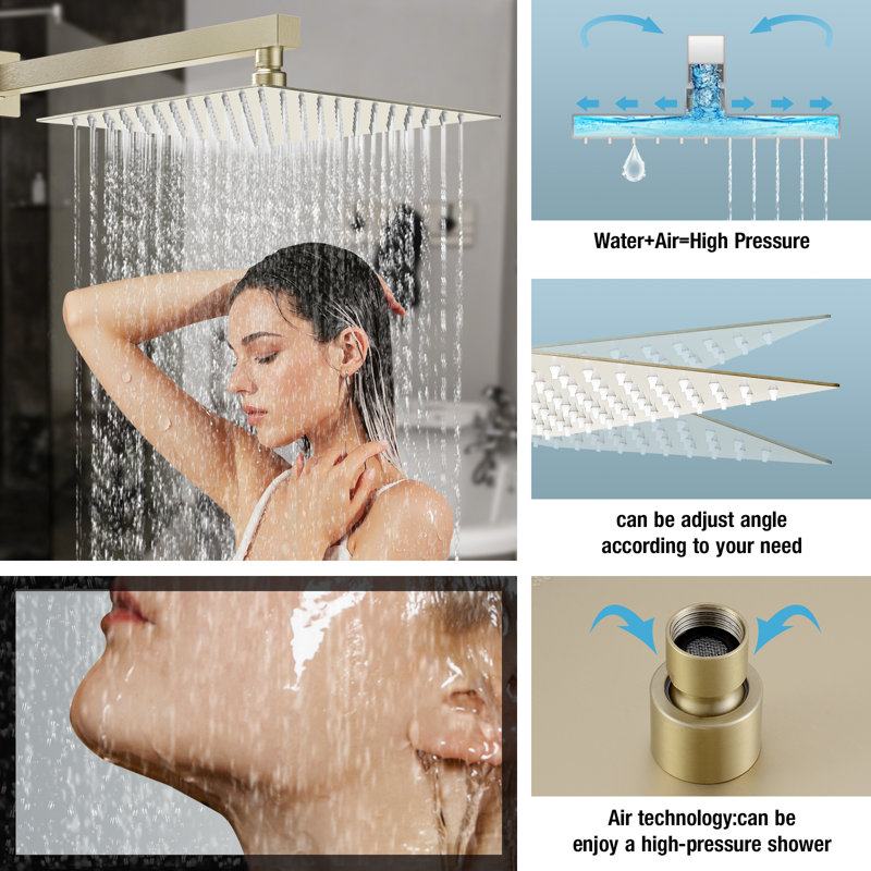 12 in.shower faucet, Burhsed Gold