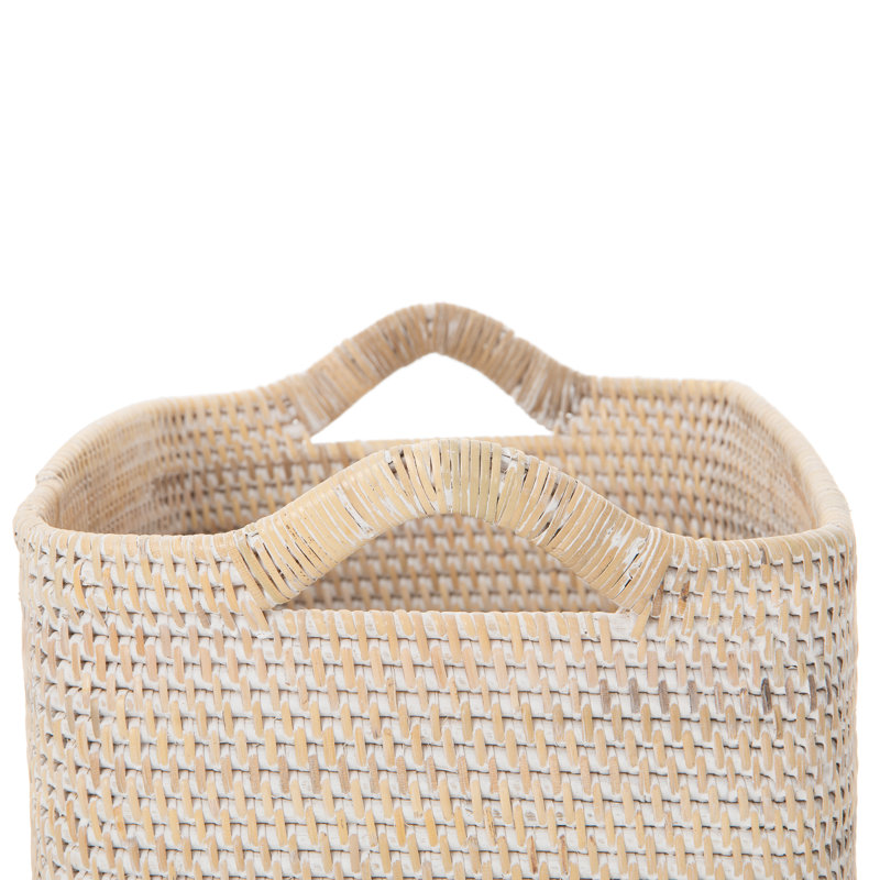 Beachcrest Home™ Simran Rattan Decorative Basket, White Wash