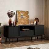 Tambour TV Stand For TVs Up To 70 Inch, TV Console With Sliding Doors