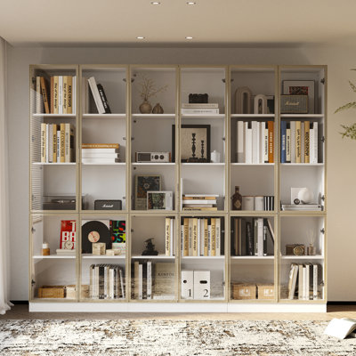 78.7'' H X 94.5'' W 5-Tier Display Bookcase With Glass Doors And LED Light