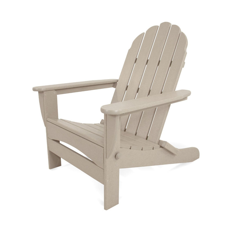 POLYWOOD Classic Adirondack Oversized Folding Adirondack Chair, Sand