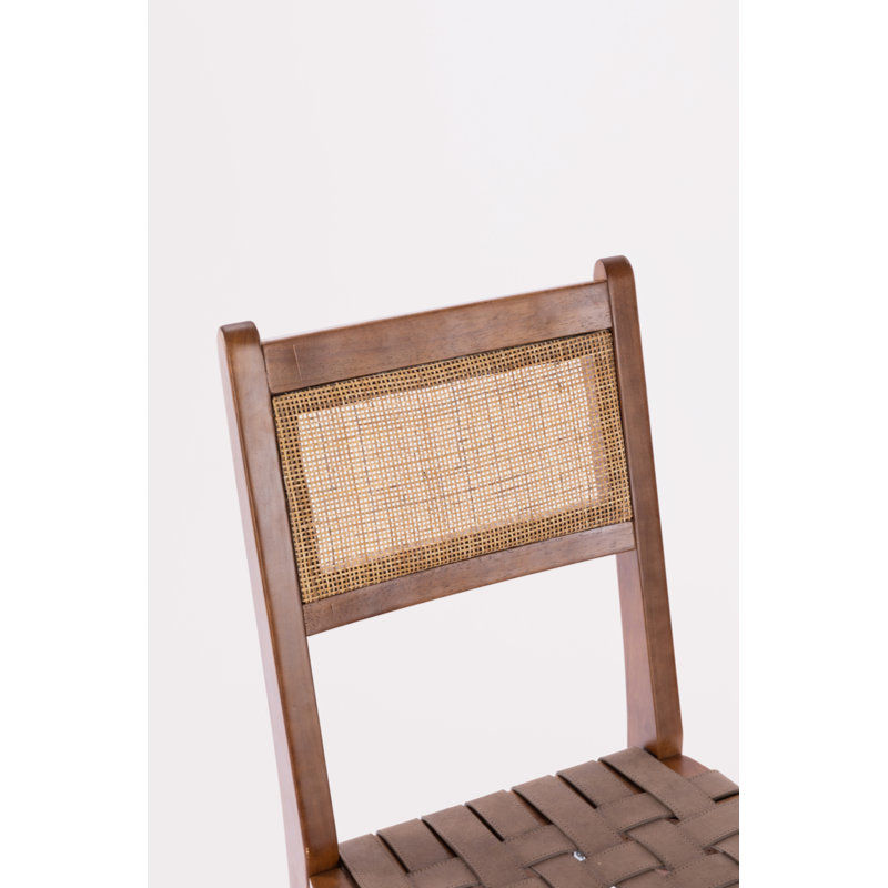 Ensemble de 2 chaises de salle à manger en rotin avec bandes tissées en cuir 18 po K / D