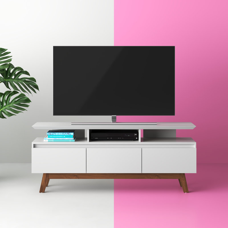 Meuble télé Yonkers, Blanc, H 25,79 po x l 62,99 po x P 14,76 po