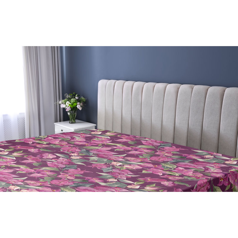 Drap-housse Ambesonne, Mauve, brun clair, rose / floral, Drap-housse de taille simple