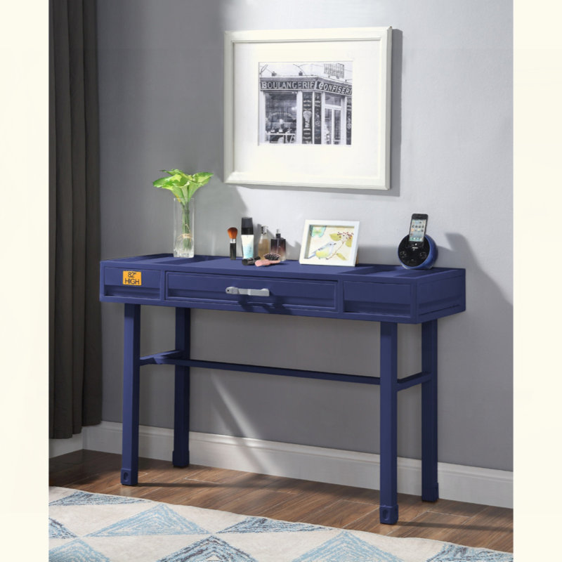 Metal Vanity Desk with One Drawer, Blue