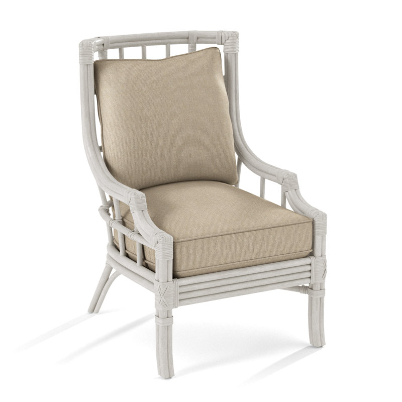 Fauteuil large 28,5 po Seville, Blanc antique givré, Chenille jaune / velours uni; 0809-33