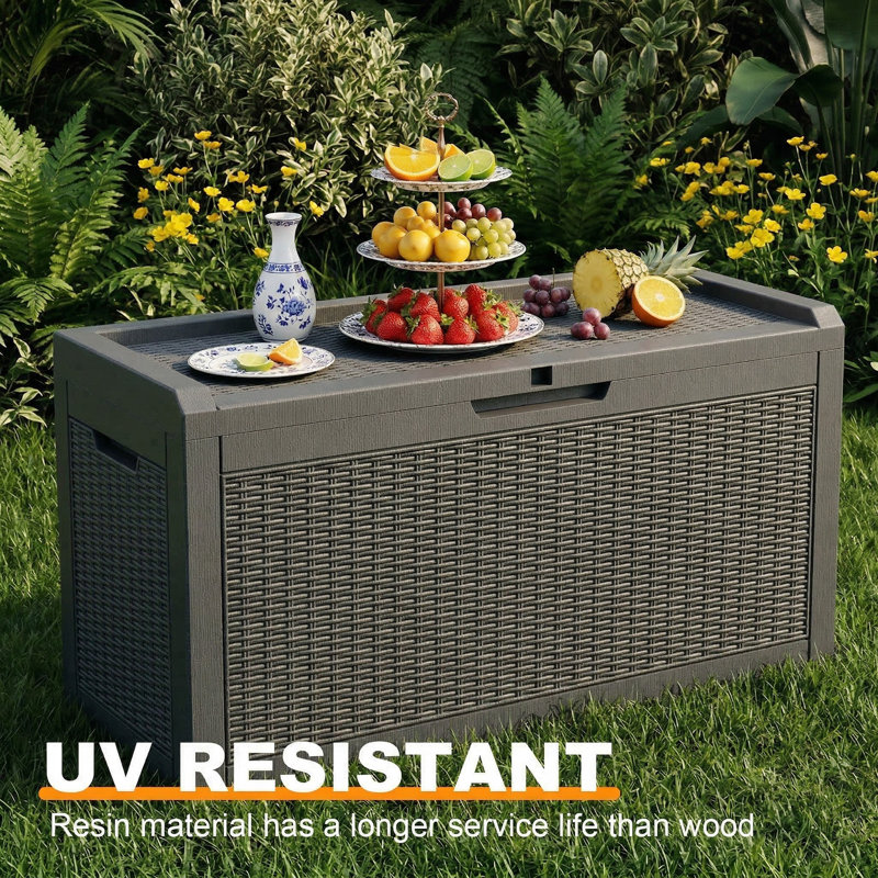 41.94"W 60 Gallon Weather-Resistant And Waterproof Resin Lockable Deck Box(Black), Black