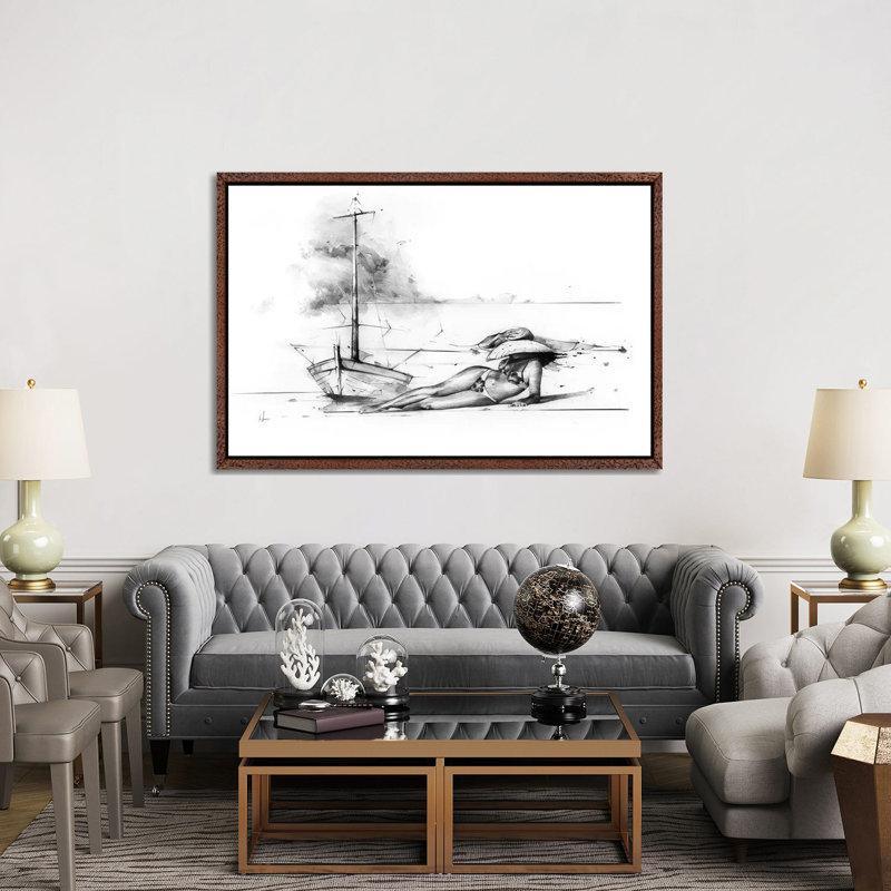 Sun Tan 1 Piece Wall Art on Canvas, 66.04 cm H x 45.72 cm W x 4.445 cm D, Classic Wood Floater Framed