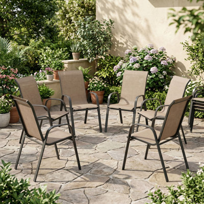 6 Piece Stackable Textilene Outdoor Dining Chair Set