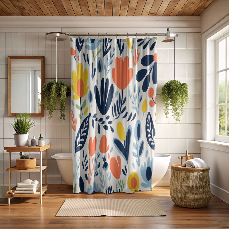 Rideau de douche standard 1 pièce Henri's Flower Art, H 74 po x l 35 po