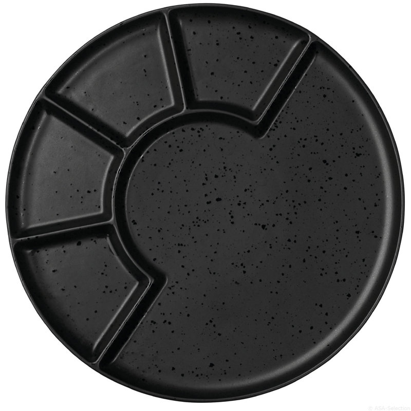 ASA Selection coppa Kuro aperitif plate, fondue plate, porcelain, D 24.2cm, Black