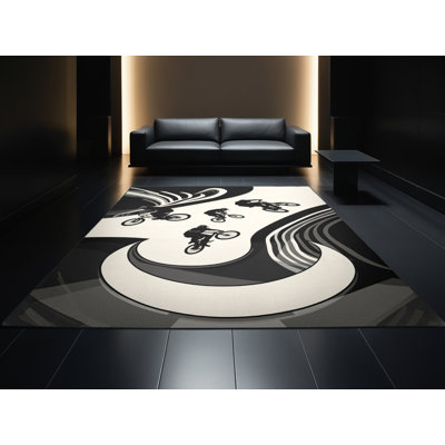 Tapis beige moelleux et éclectique moderne moelleux Park Stunt