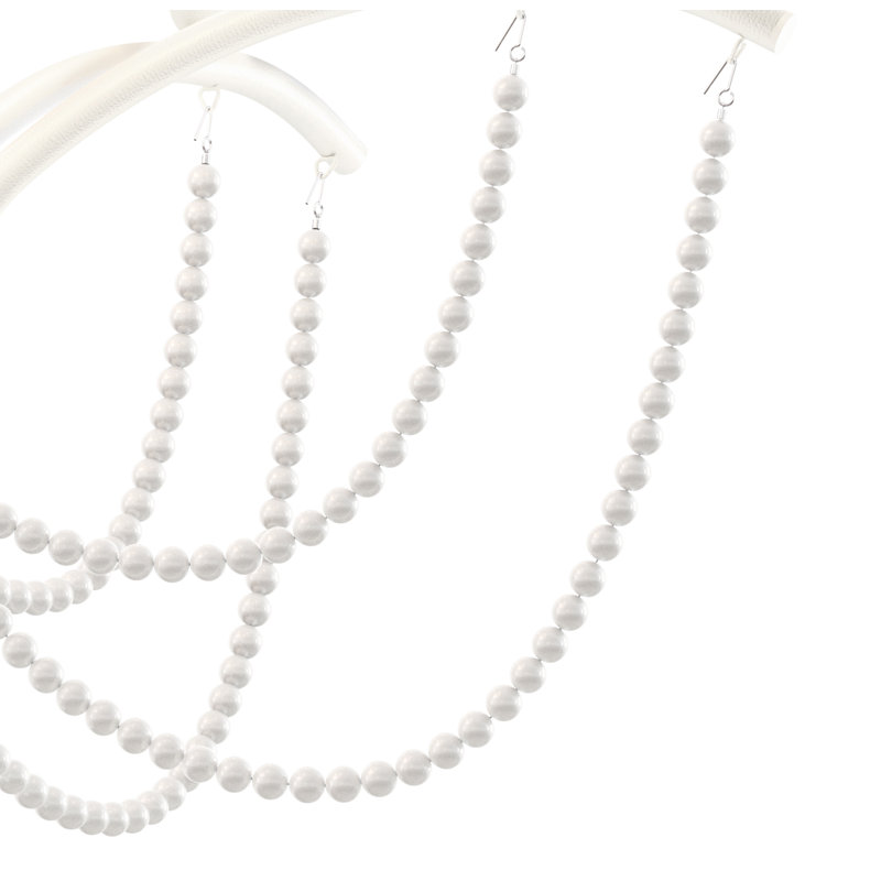 Priscilla 6 - Light Chandelier, Heirloom Gold/White Pearl