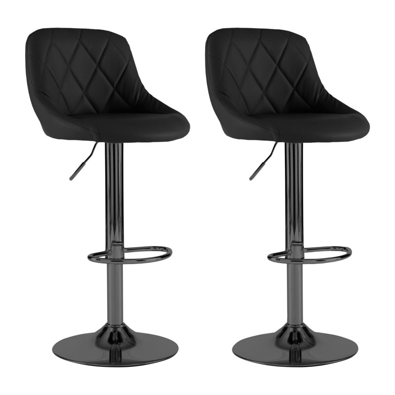 Idlewood Swivel Upholstered Adjustable Height Bar Stool, Black, Black