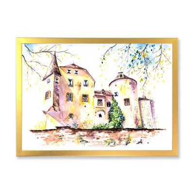 Château jaune rétro - peinture sur toile