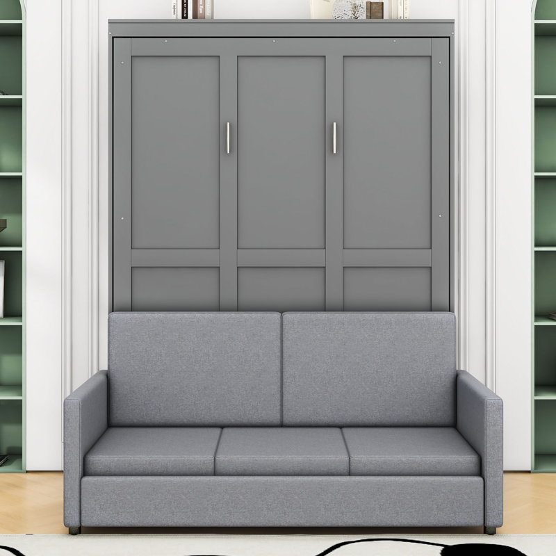 Artemiy Full Size Multi-Functional Murphy Bed with Sofa, Grey