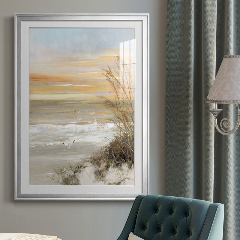 Summer Solstice - peinture encadrée, Papier avec cadre argenté, H 36,5 po x l 26,5 po x P 1,5 po, Blanc mat