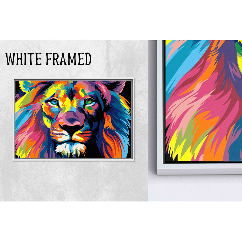 «Vibrant Lion», art abstrait sur toile, décor de lion 1P, 47,3 po H x 67 po l