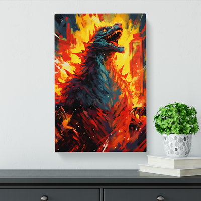 Godzilla Expressionism Art - Wrapped Canvas