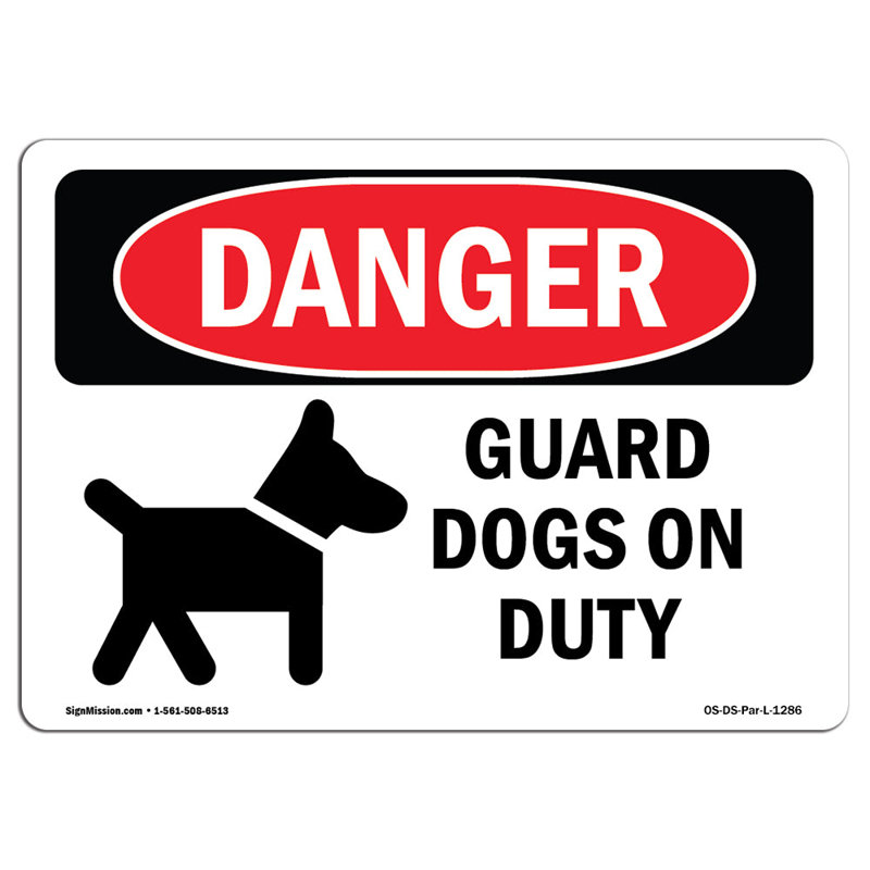 Signe des chiens de garde, H 12 po x l 18 po x P 0,1 po