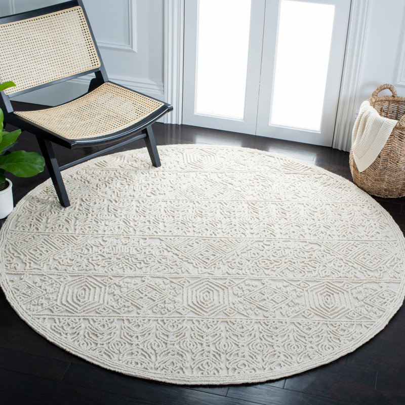 Tapis oriental en laine touffeté à la main Oriental, Rond 6 pi 6 po