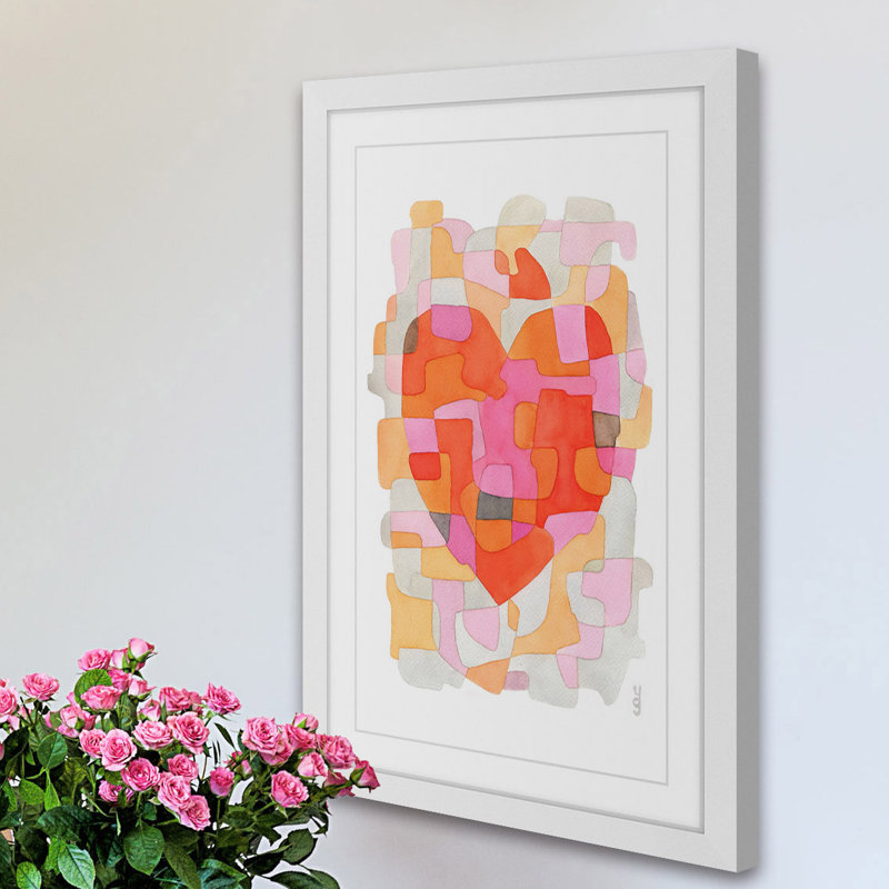 «Splash of Heart», reproduction d'art, H 30 po x l 20 po, Cadre blanc