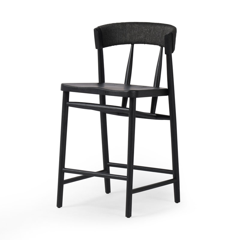Tabouret Siofra, Noir, Tabouret de comptoir (siège d'une hauteur de 26 p