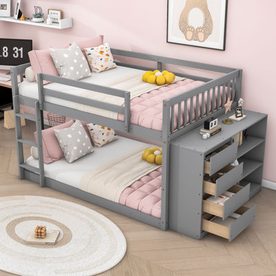 Kialah Space-Saving Bunk Bed With Built-In Storage And Slats