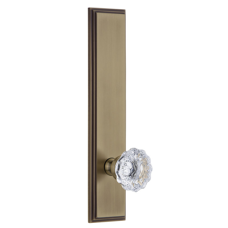Grand Grand Carré Assiette haute avec bouton de porte Fontainebleau, 2 3/8 po, Laiton rétro