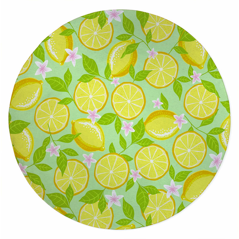 Tapis d'extérieur Lemons, Rond 5 pi