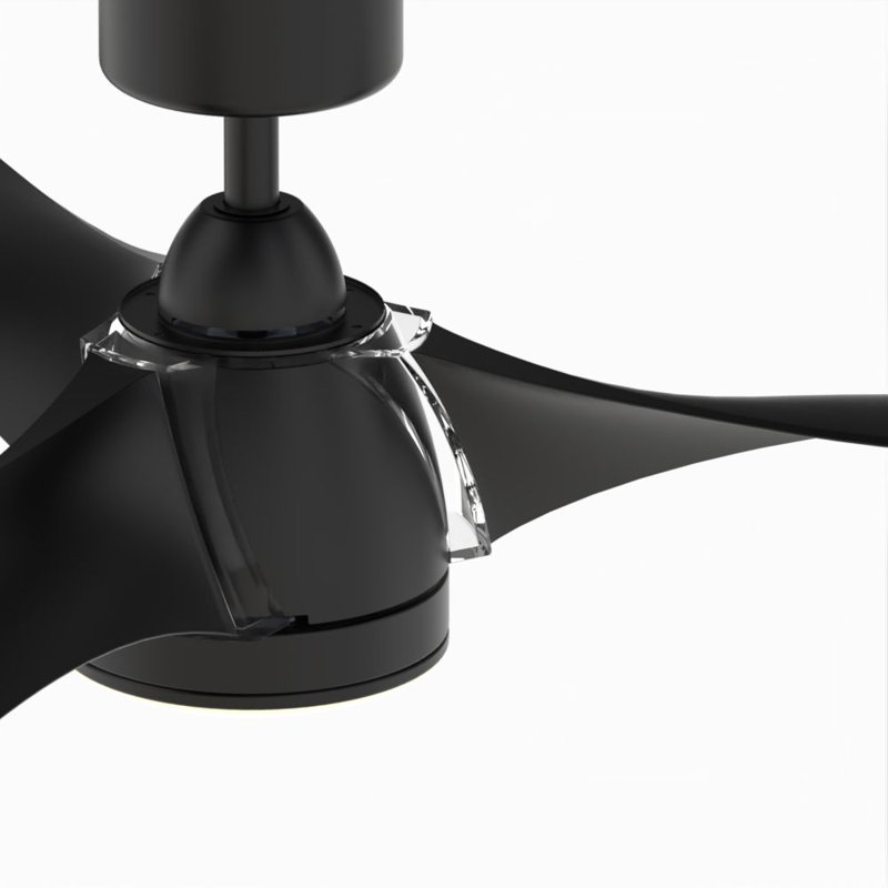 Klear 56 inch Indoor/Outdoor Smart Ceiling Fan with LED CCT Select Light Kit and Remote Control - Black with Black blades