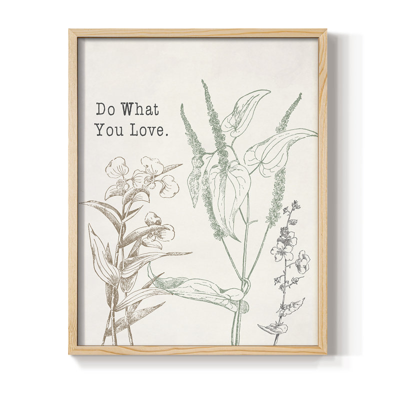 «Do What You Love», reproduction encadrée - bois massif, Naturel, H 11 po x l 9 po