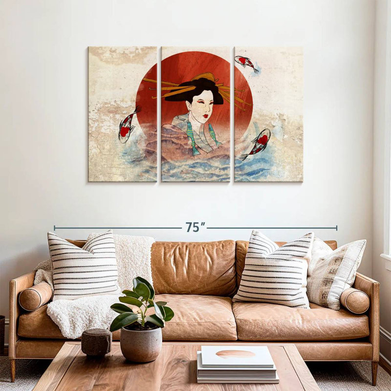 Koi et Geisha japonais Leisha, H 36 po x l 57 po