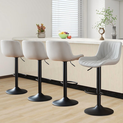 Ensemble de 4 chaises pivotantes à hauteur réglable et à conception moderne pour îlot de cuisine
