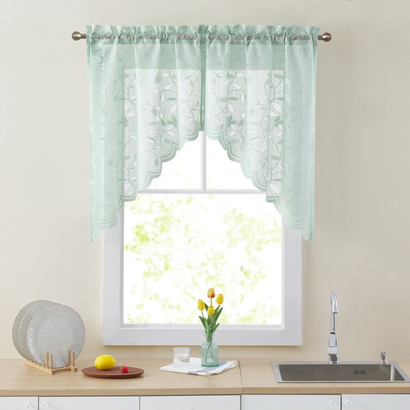 Eriah Floral Swag 60" Window Valance, Seafoam Green