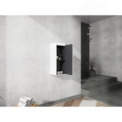 12" Bathroom Side Cabinet,Soft Close Doors,Float Mounting Design