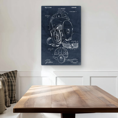 Blueprint Football Helmet Vintage Metal Print | Home Decor