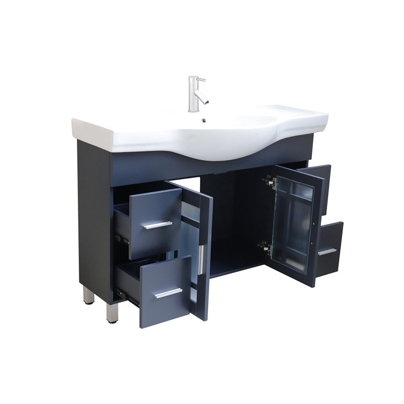 Ensemble de meuble-lavabo simple 48 po Locksly, Gris foncé