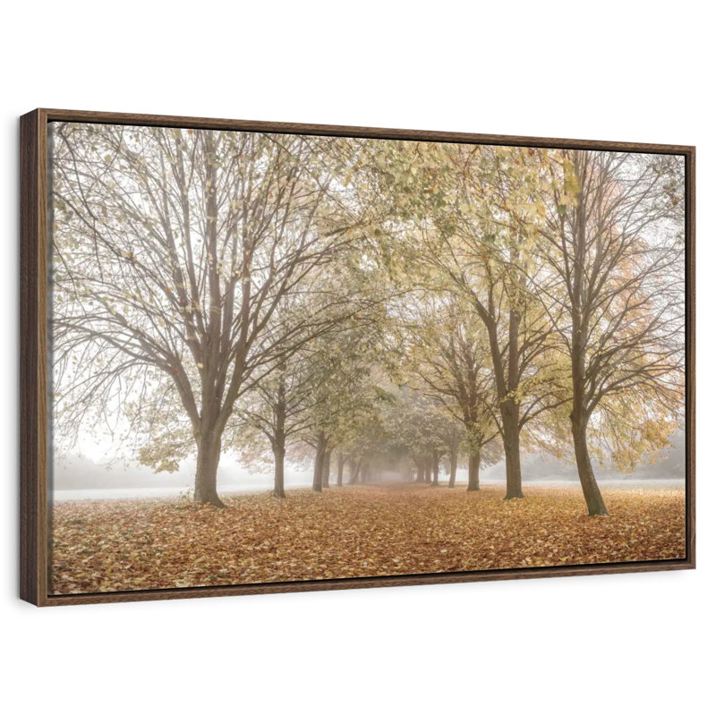 Paix d'automne, 43 po x 29 po, Cadre flottant en noyer