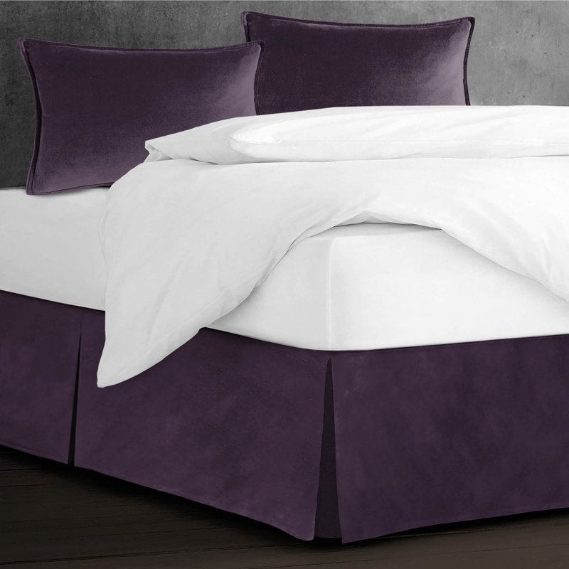 Jupe de lit en velours, 18", Mauve, Complète