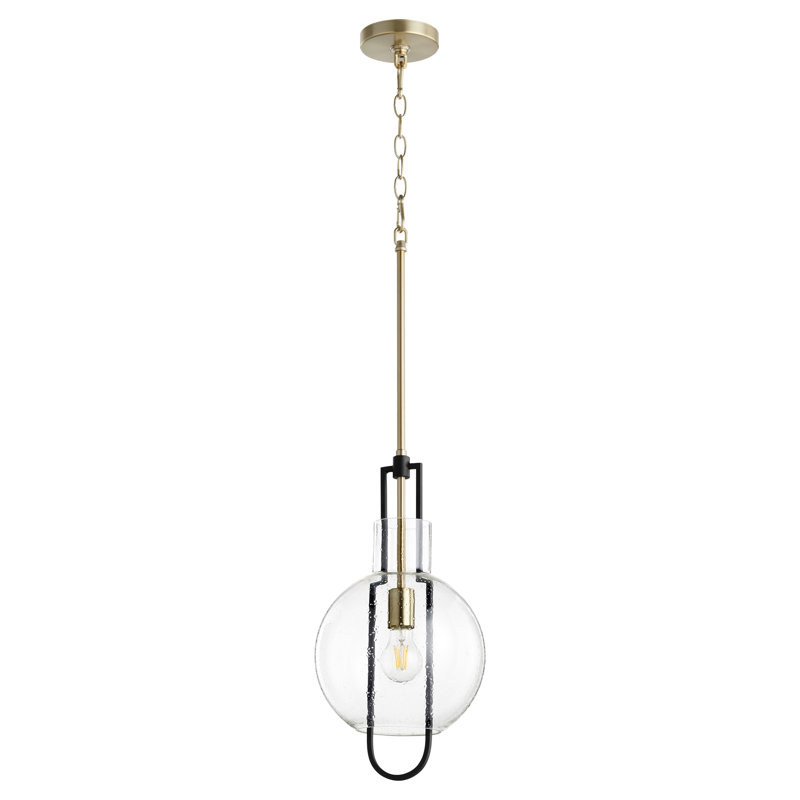 Dinah 1 - Light Single Pendant, 18.75" H x 9.5" W x 9.5" D, Black/Aged Brass