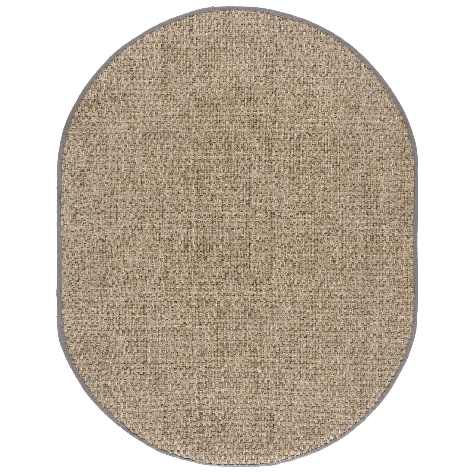 Lasone Natural Gray Seagrass Rug, Oval 6' x 8'