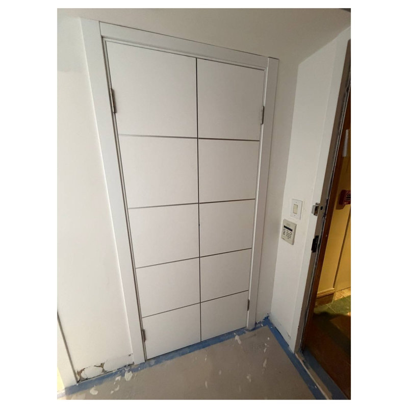 Planum Flush Solid Wood Standard White Doors, 56" x 80"