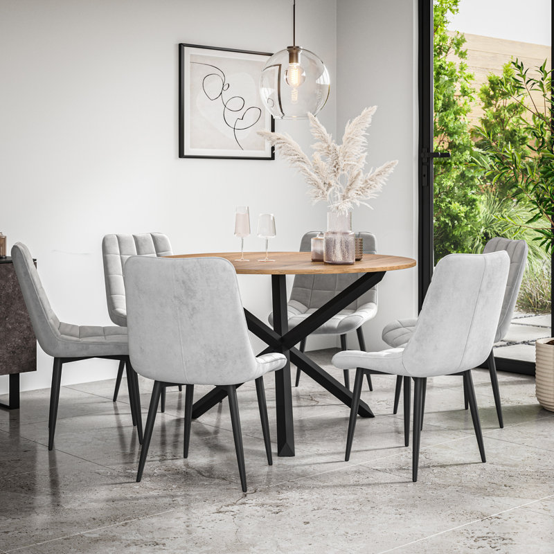 Darcus 6 - Person Dining Set, Tan/Black/Grey