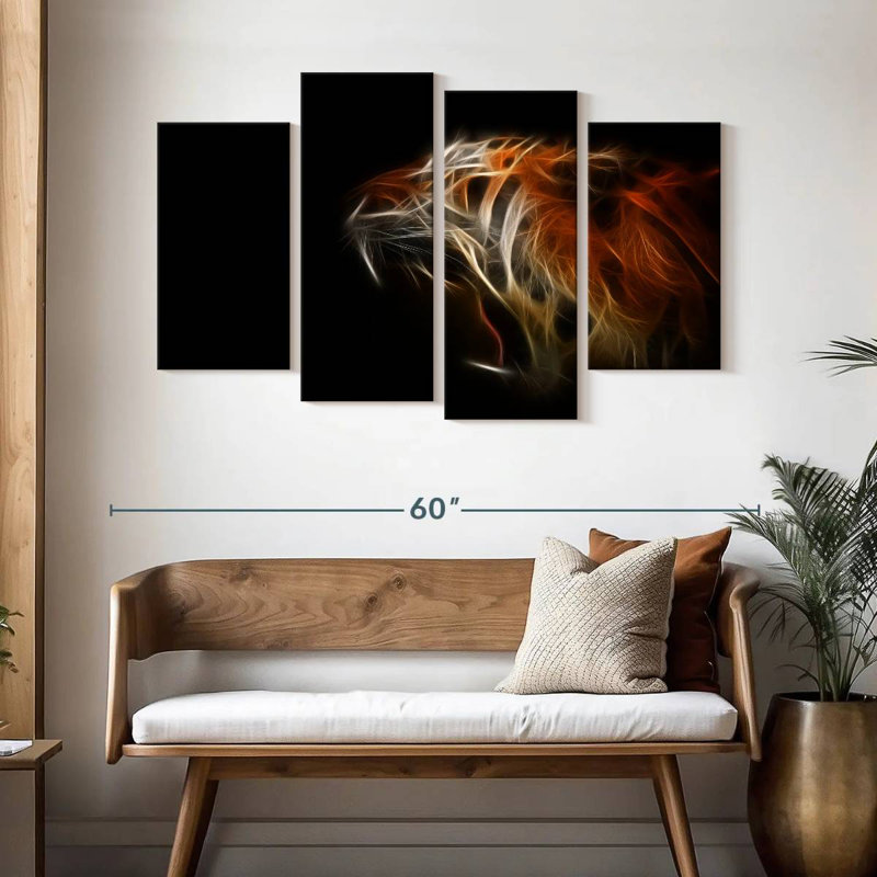 Flammes de tigre abstraites, H 32 po x l 52 po