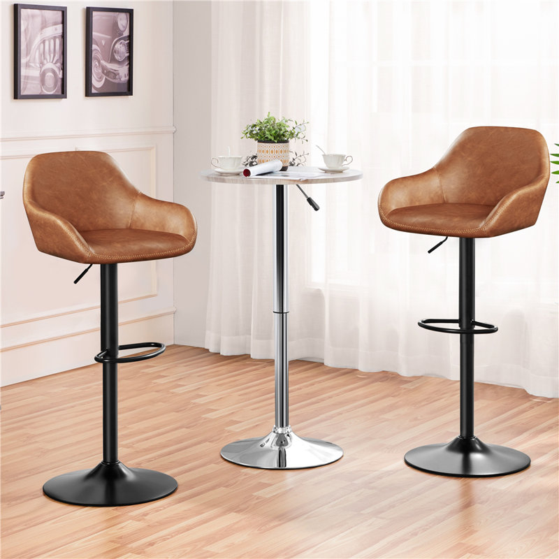 Rotatable and Height-adjustable  Bar Stool, Retro Brown